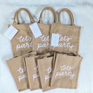 Let's Party The Little Market Jute Tote Bags NWT (7 Count)